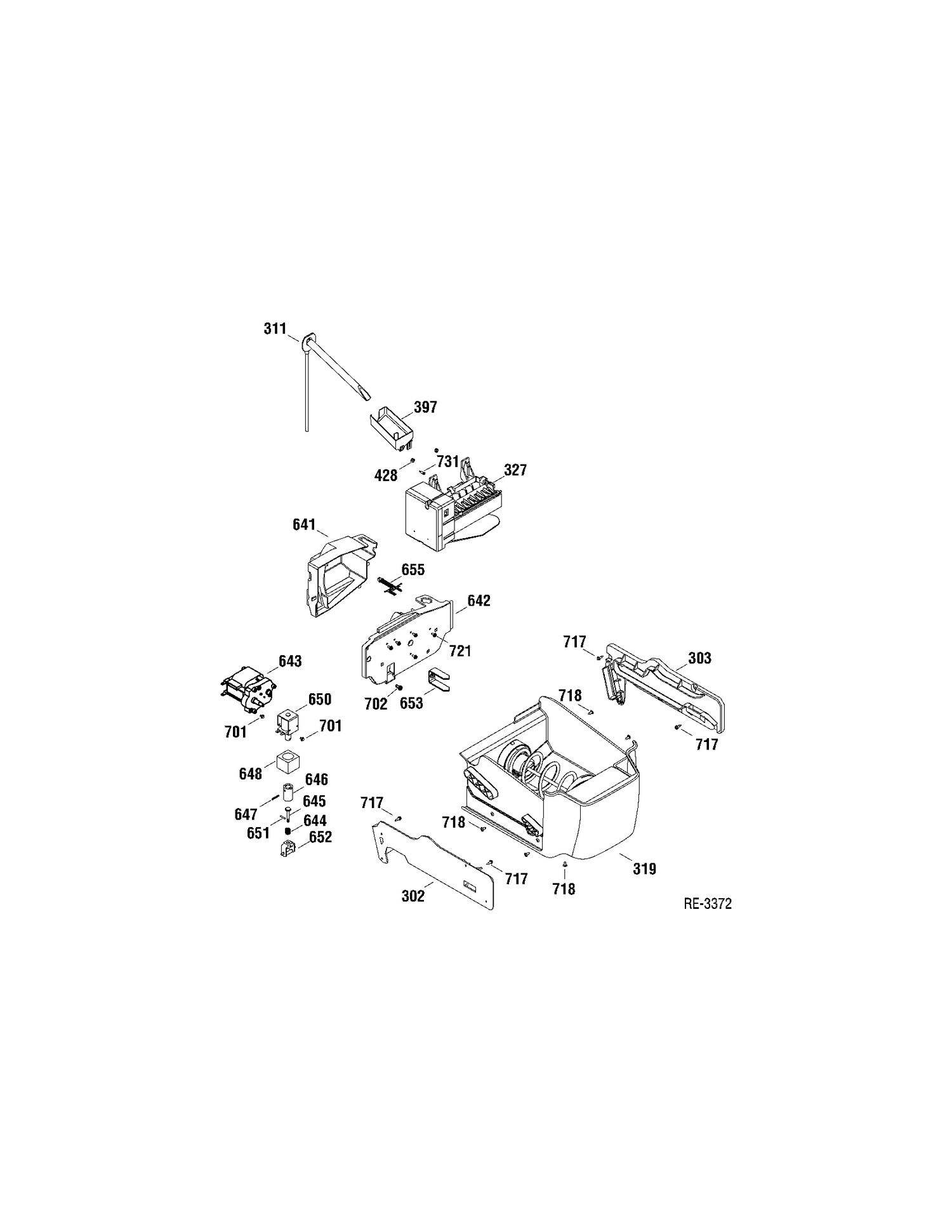 ICE MAKER PARTS Diagram and Parts List for PSHS6VGXADSS  General Electric Refrigerator
