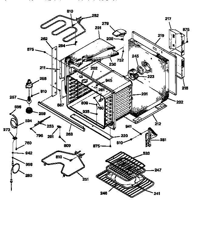 Body Parts Diagram and Parts List for JCP17WV2WW  General Electric Wall Oven