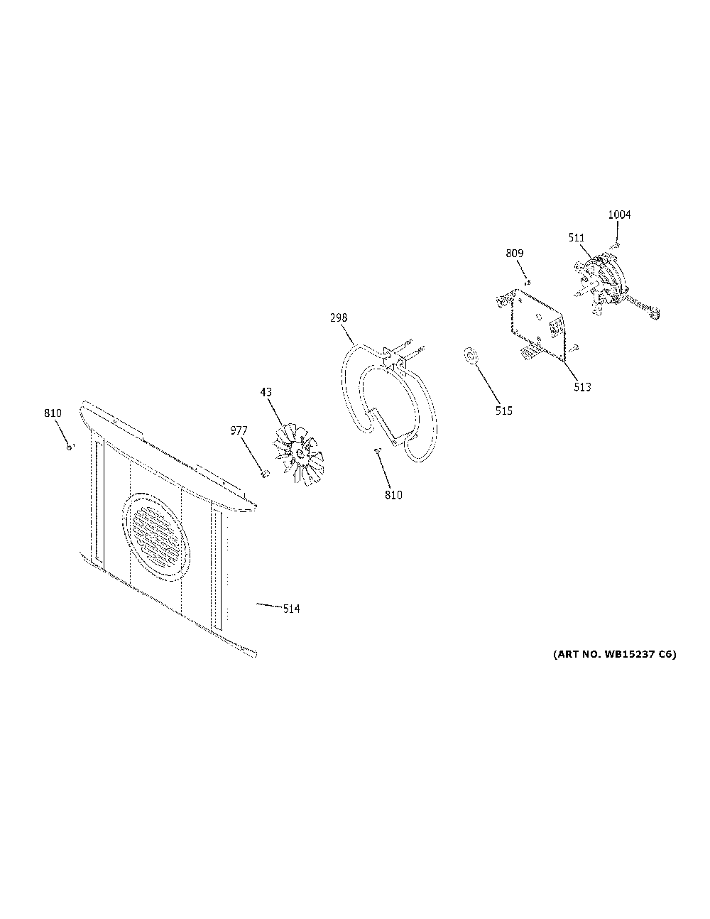 Convection Fan Diagram and Parts List for PHS930BP8TS  General Electric Range