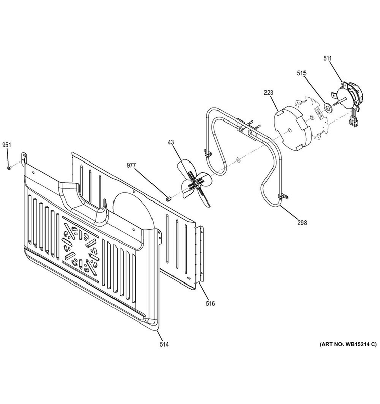 Convection Fan Diagram and Parts List for CT9050SH2SS  General Electric Wall Oven
