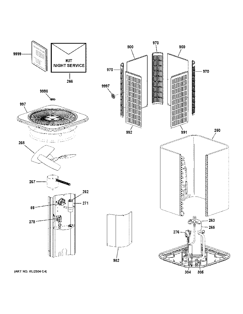 Room Air Conditioner Diagram and Parts List for NS16A48SA450  General Electric Air Conditioner