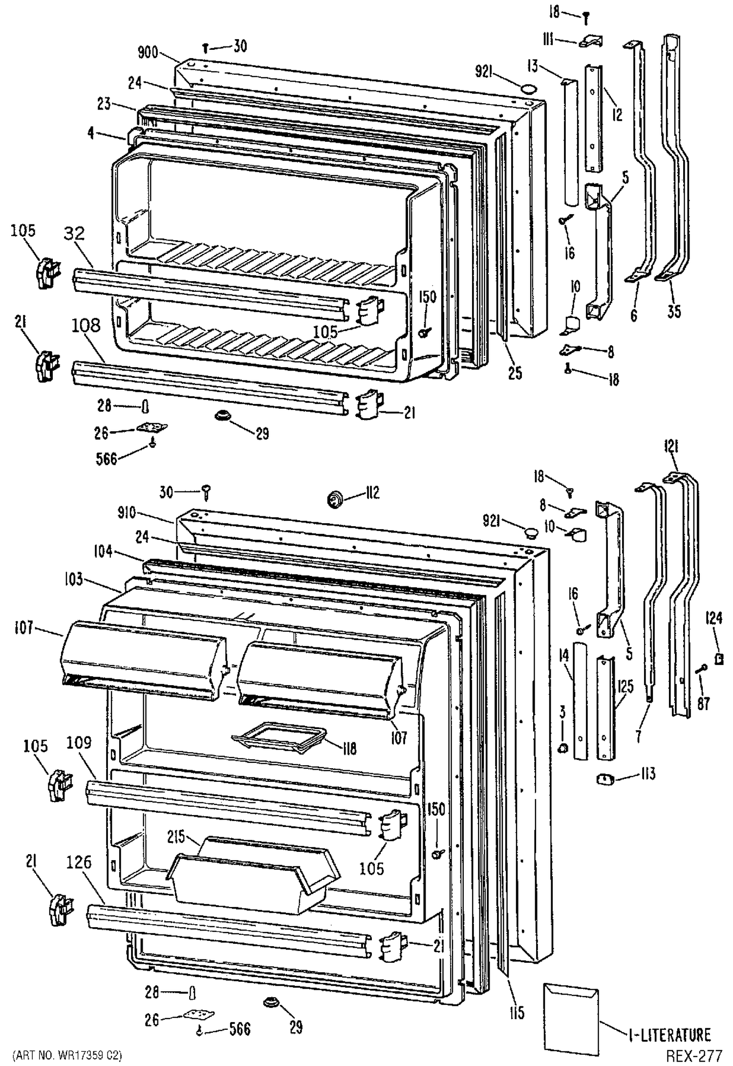DOOR ASSEMBLY Diagram and Parts List for TBC21GPBRAD  General Electric Refrigerator