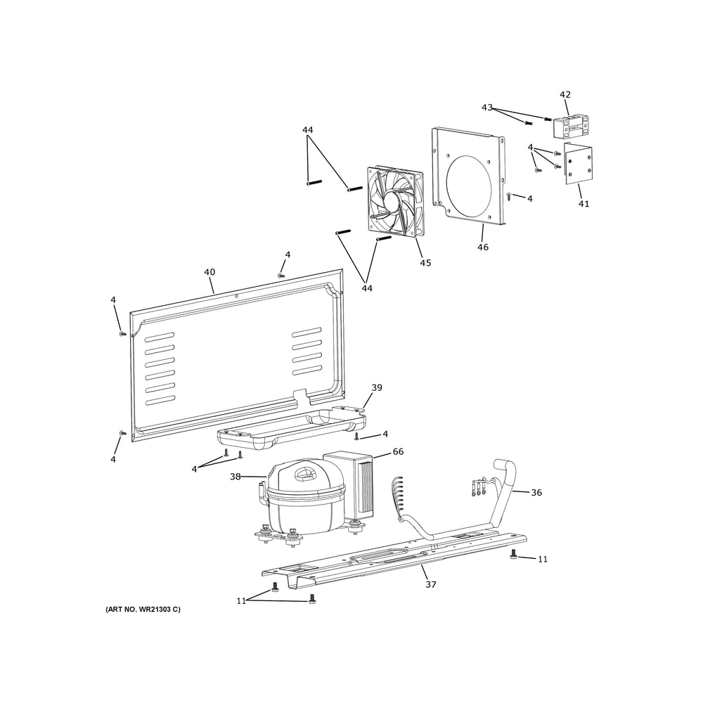 Machine Compartment Diagram and Parts List for PPV08R5YRBSS  General Electric Refrigerator