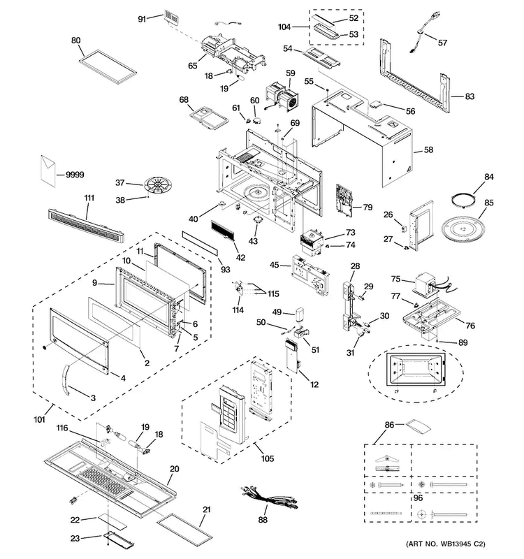 Microwave Diagram and Parts List for JNM1731DM1BB  General Electric Microwave