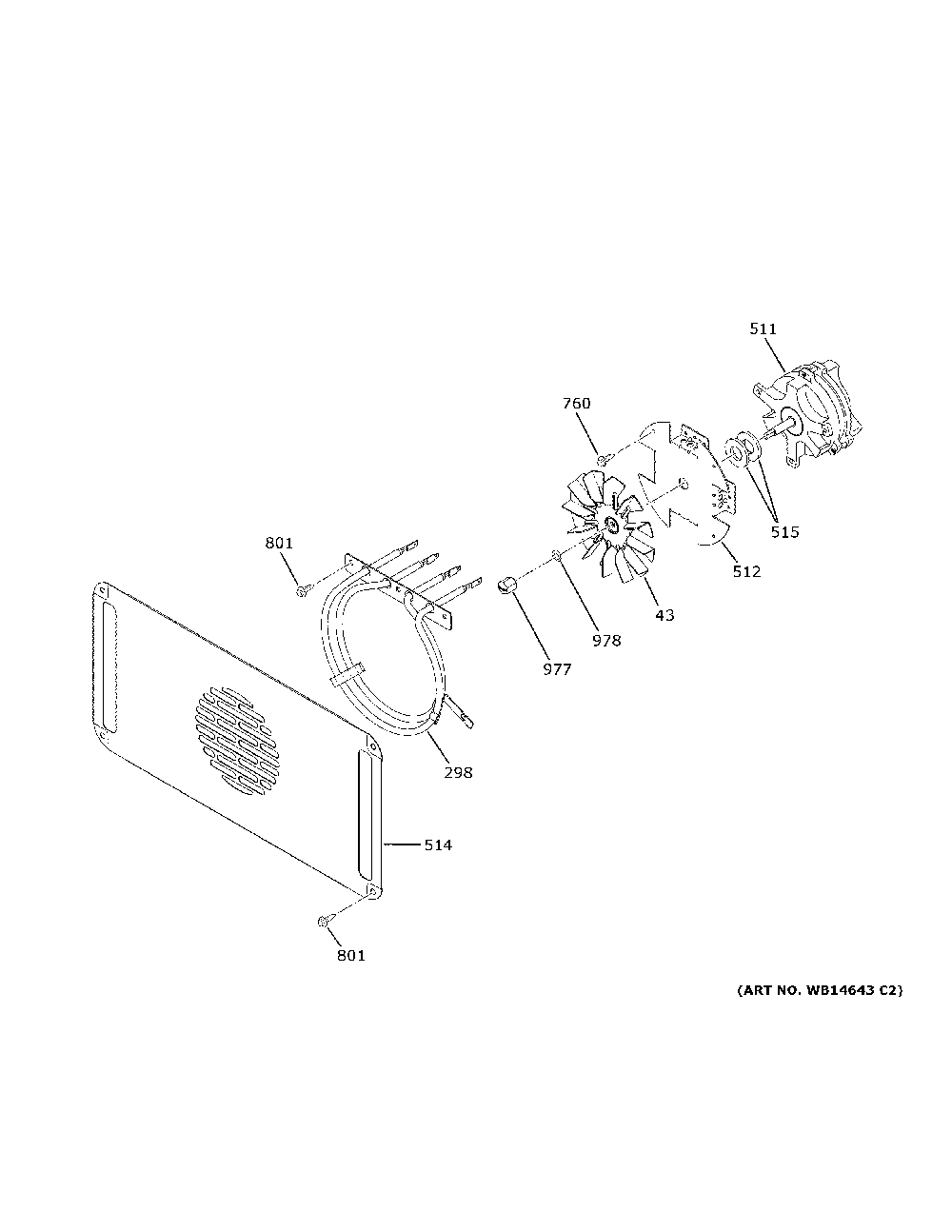 Convection Fan Diagram and Parts List for CTS92DM2N2S5  General Electric Range