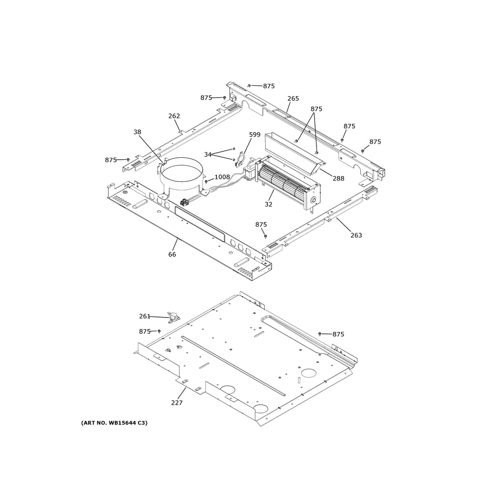 Cooling Fan Diagram and Parts List for CHS90XM2N7S5  General Electric Range