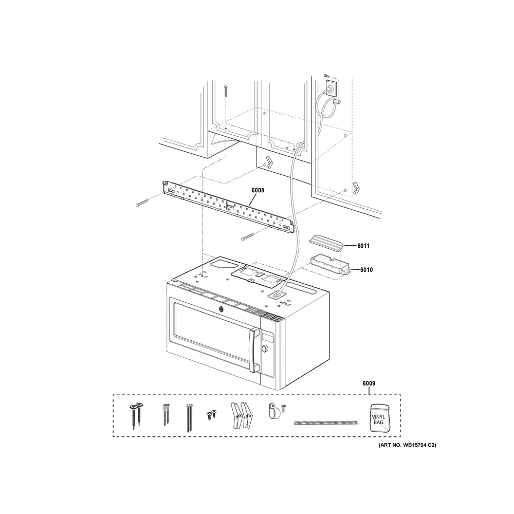 Installation Parts Diagram and Parts List for PVM9179RY1SS  General Electric Range Hood