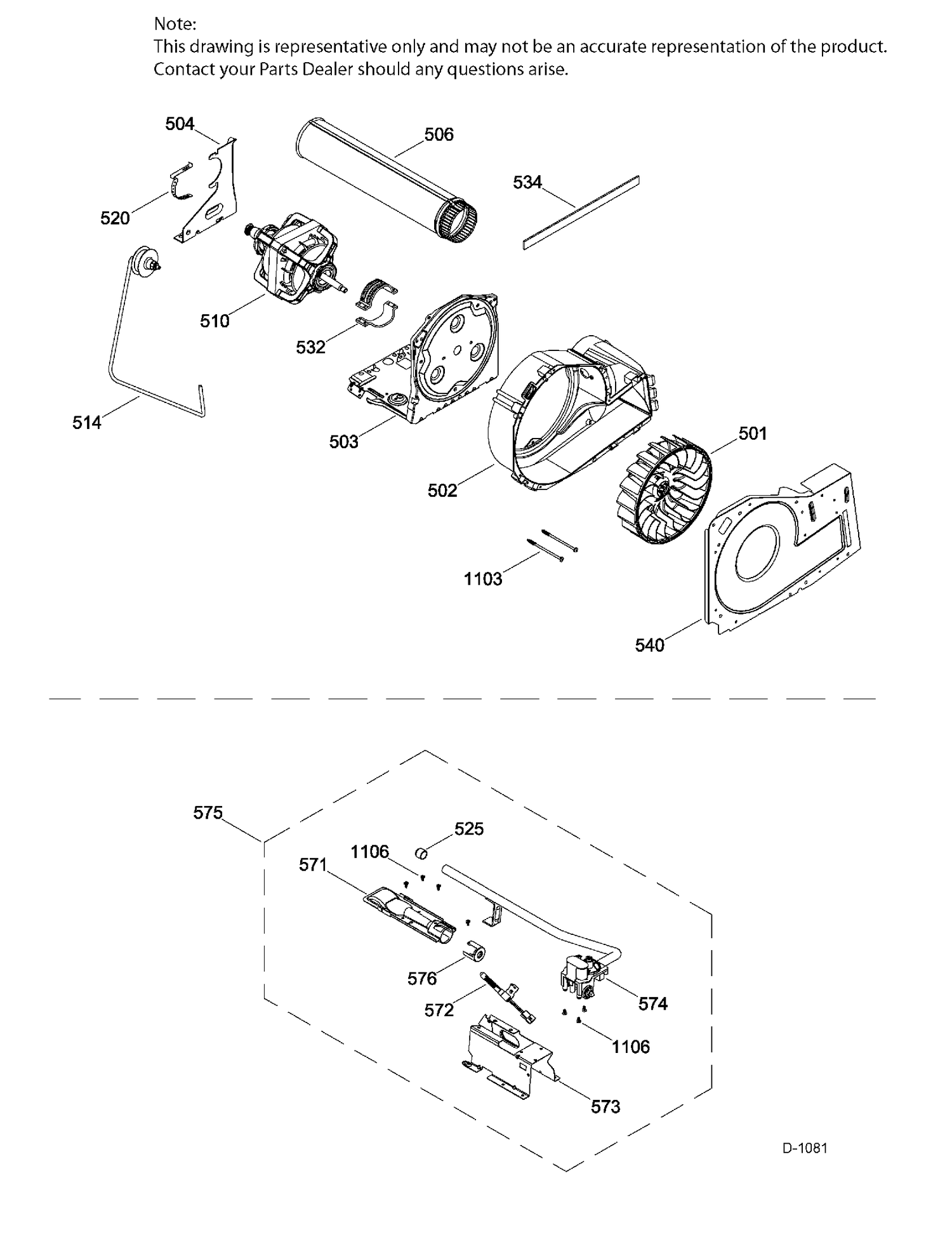 BLOWER & DRIVE & BURNER ASM Diagram and Parts List for GTD45GAMJ0WS  General Electric Dryer