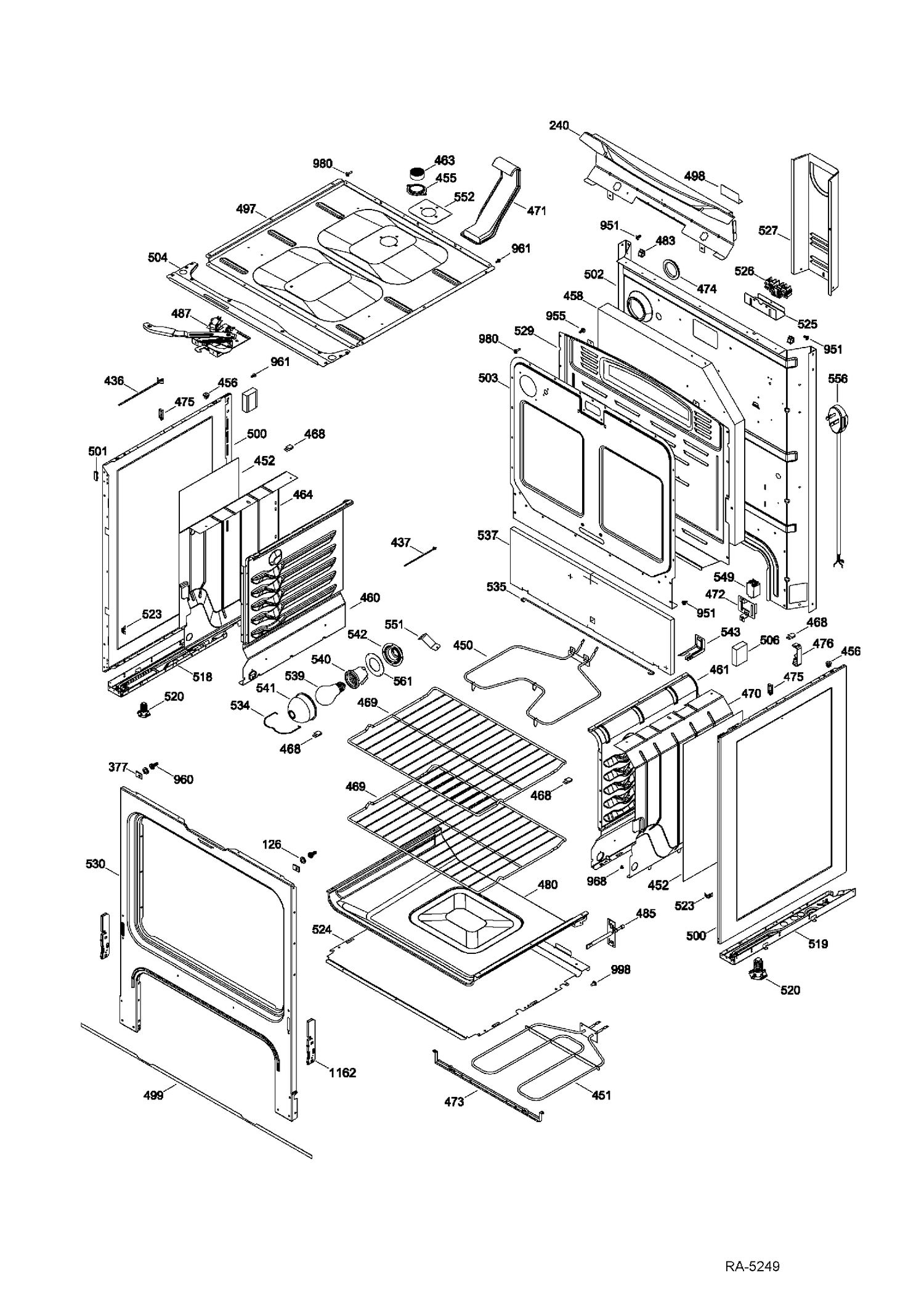 BODY PARTS Diagram and Parts List for JCB630DF1WW  General Electric Range