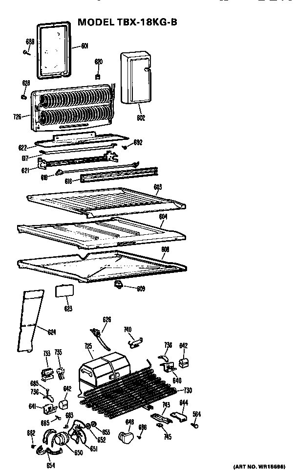 Unit Parts Diagram and Parts List for TBX18KGB  General Electric Refrigerator