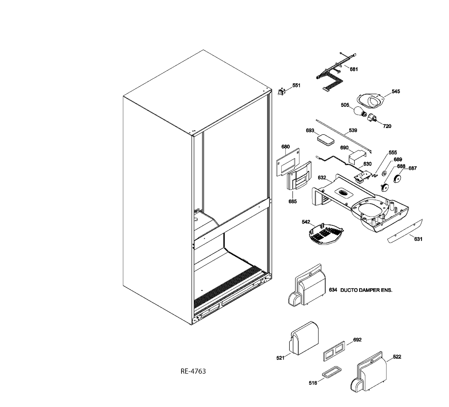 FUNCTIONAL PARTS Diagram and Parts List for GBRL0HBXCRBS  General Electric Refrigerator