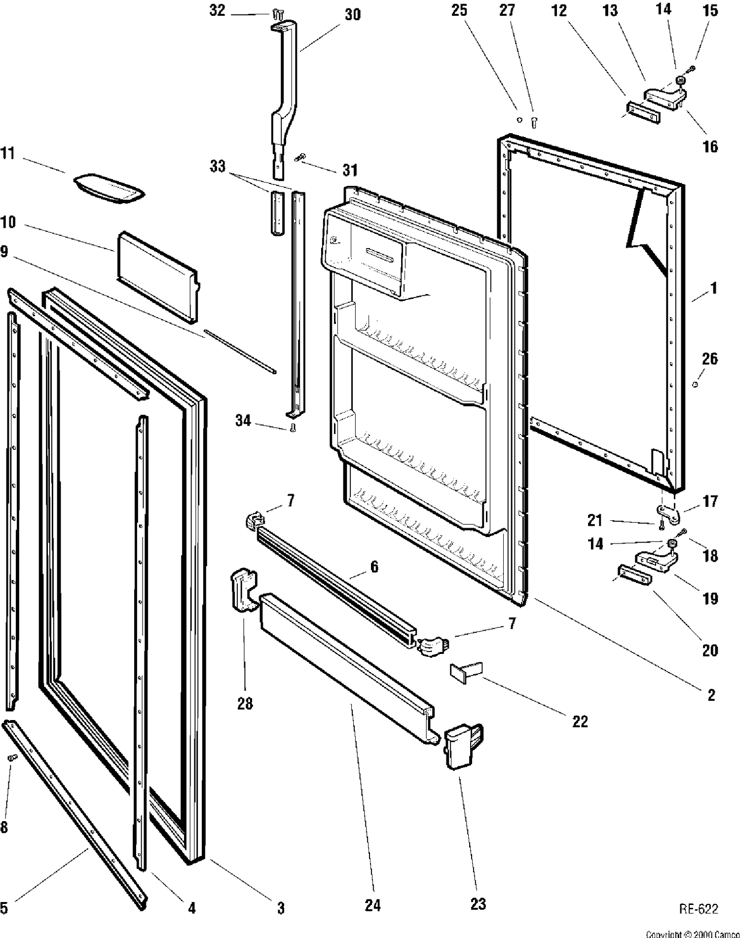 REFRIGERATOR DOOR Diagram and Parts List for LC18JYARC-3  General Electric Refrigerator