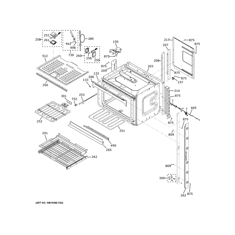 Upper Oven Diagram and Parts List for CTD90DP2N4S1  General Electric Wall Oven