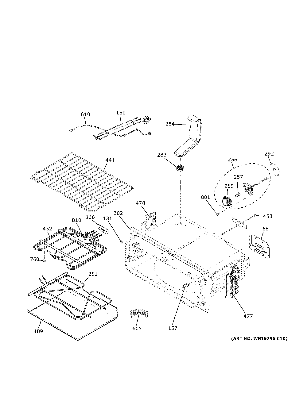 Upper Oven Diagram and Parts List for PS960YP4FS  General Electric Range