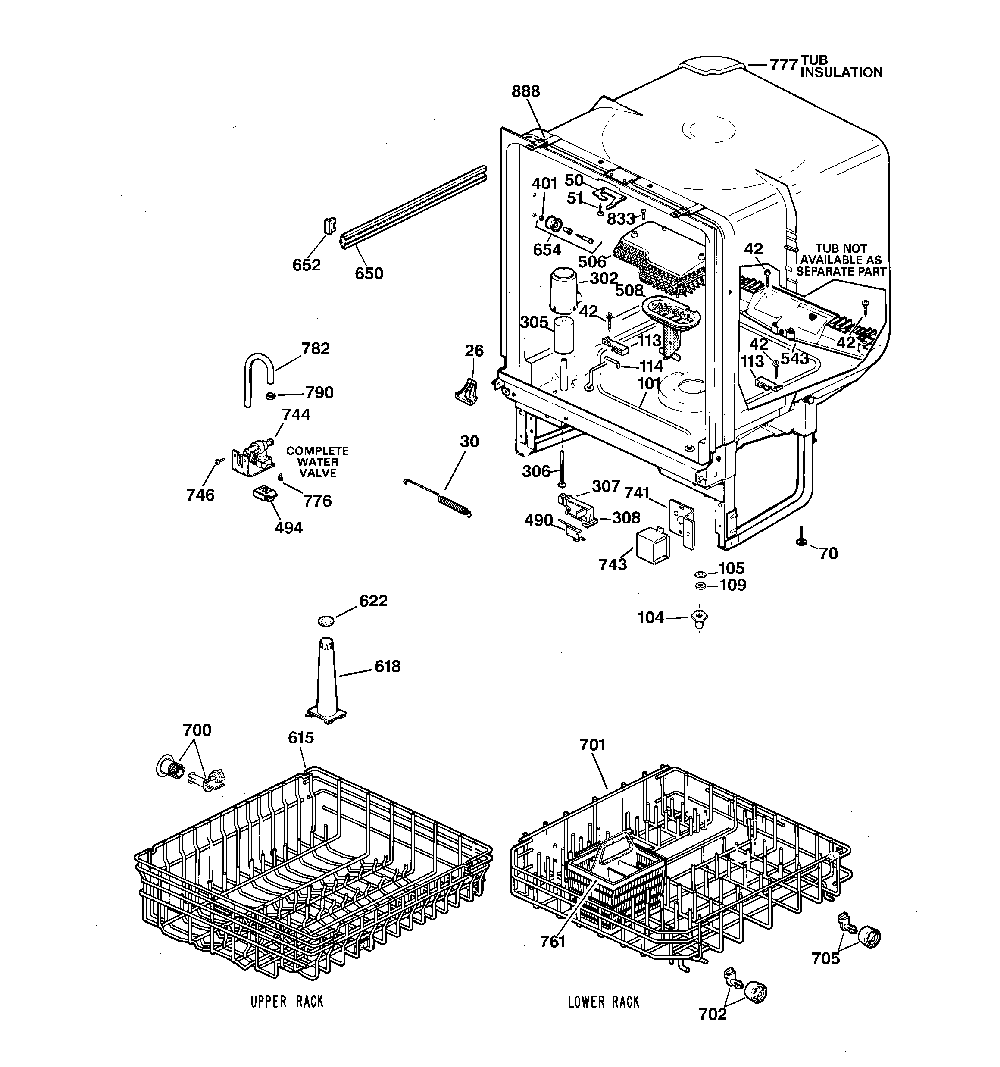 Body parts Diagram and Parts List for 36315459992  Kenmore Dishwasher