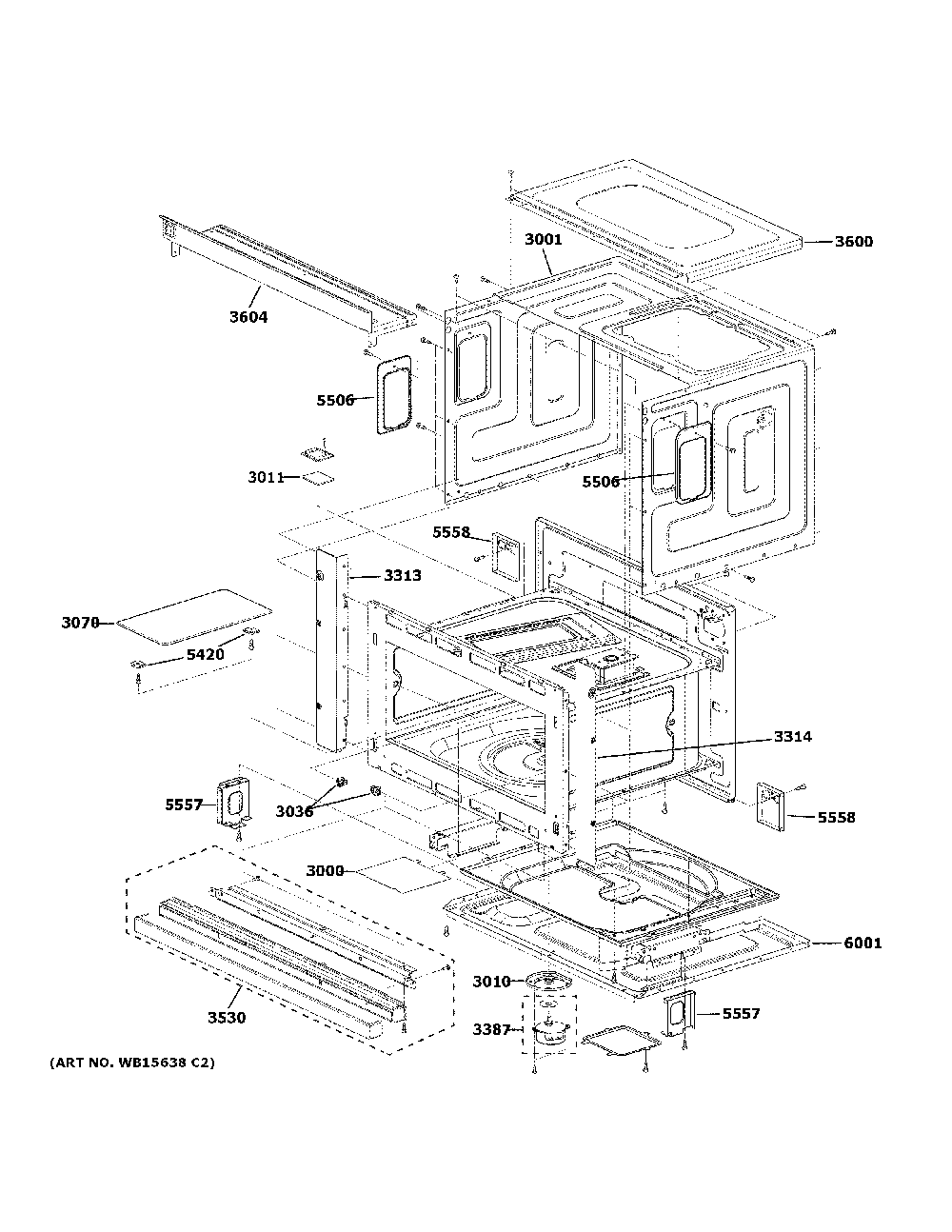 Oven cavity parts Diagram and Parts List for ZSB9232N2SS  General Electric Microwave