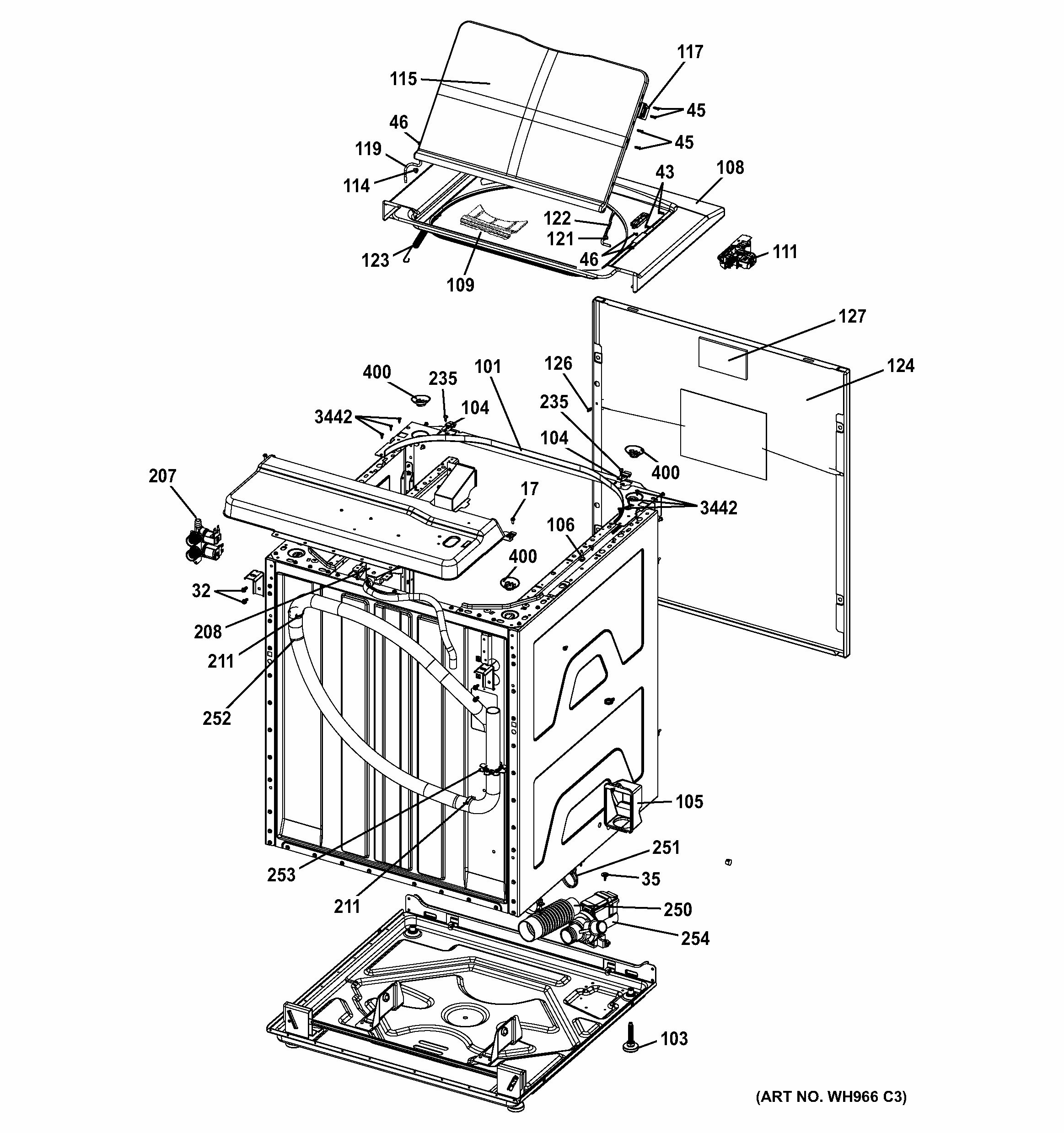 Cabinet 6 Diagram and Parts List for 2661532312  Kenmore Washer Dryer Combo