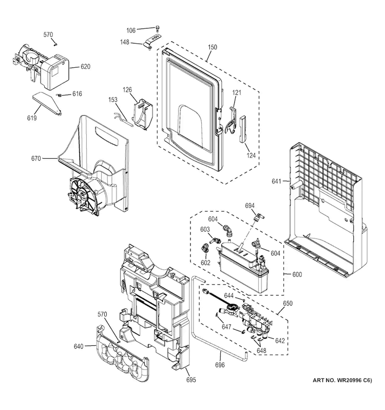 Ice Maker & Dispenser Diagram and Parts List for CYE22TSHHSS  General Electric Refrigerator