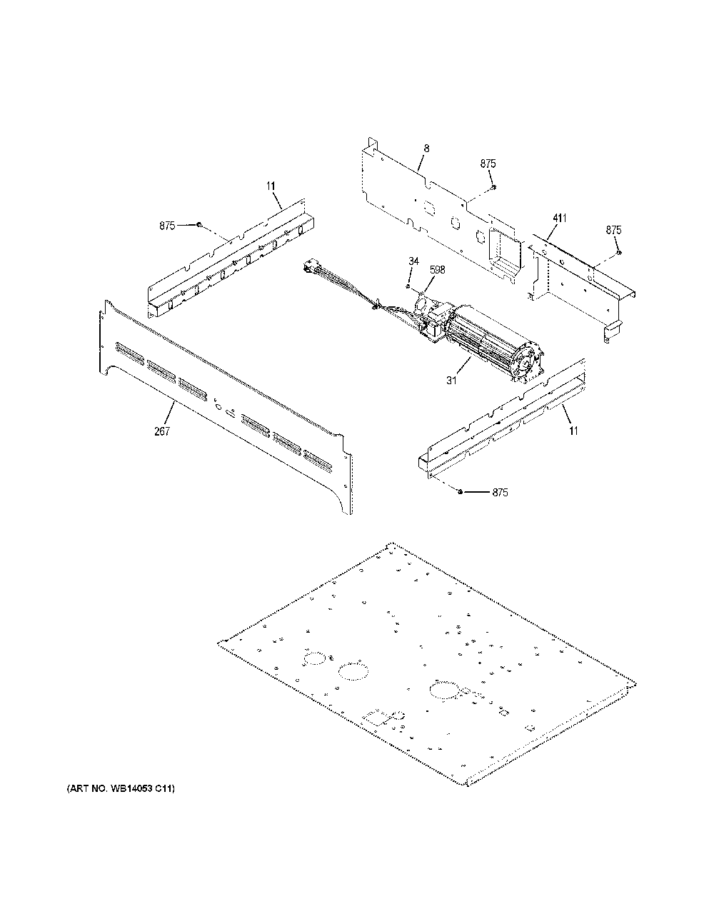 Center Spacer Diagram and Parts List for CTD70DP2N3S1  General Electric Wall Oven