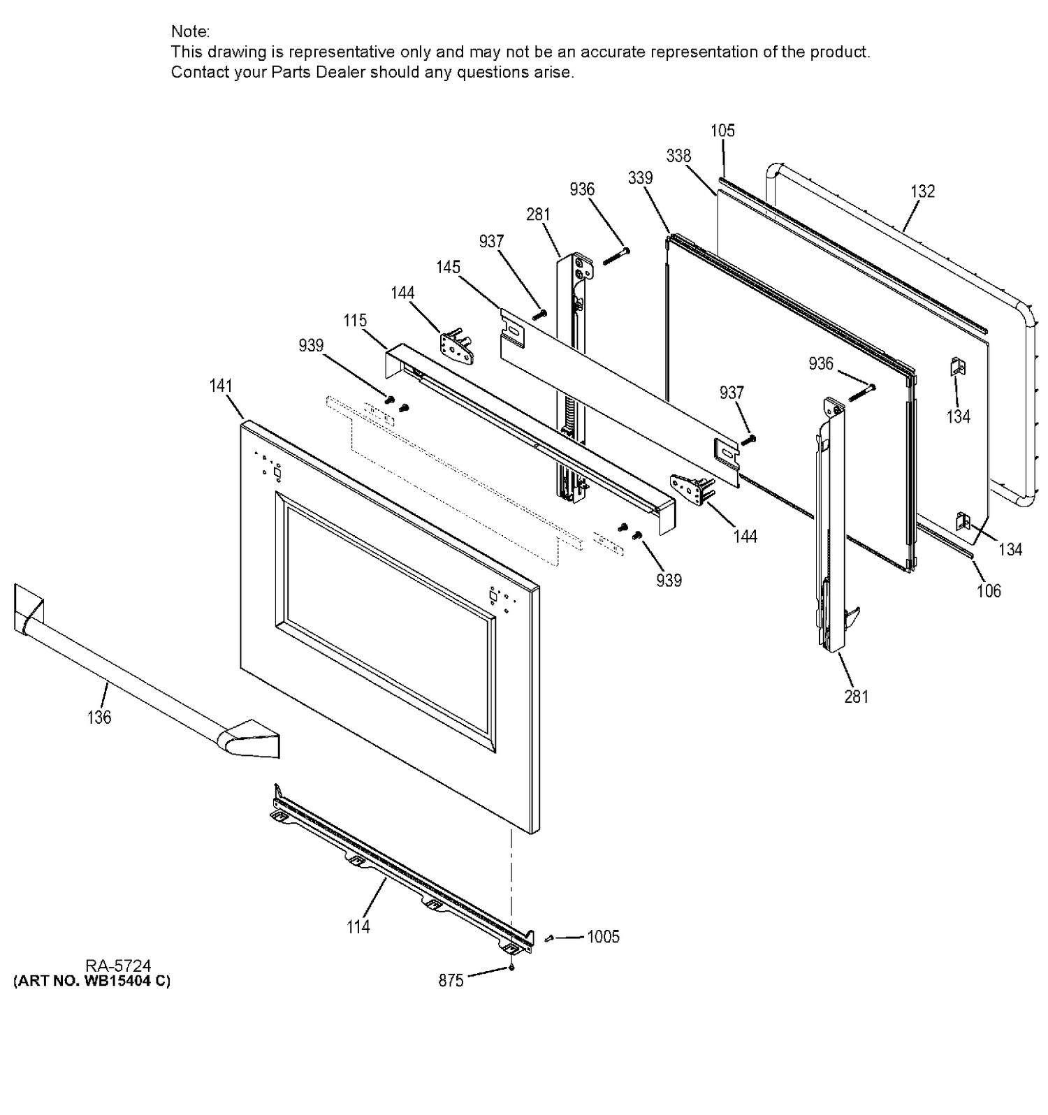 LOWER DOOR Diagram and Parts List for ZET2PH1SS  General Electric Range
