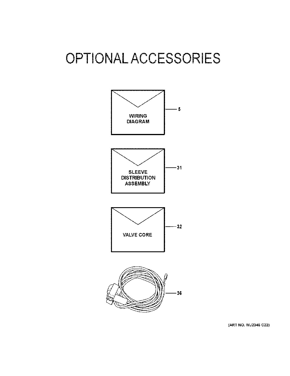 Optional Accessories Diagram and Parts List for NS17H60SA451A  General Electric Air Conditioner