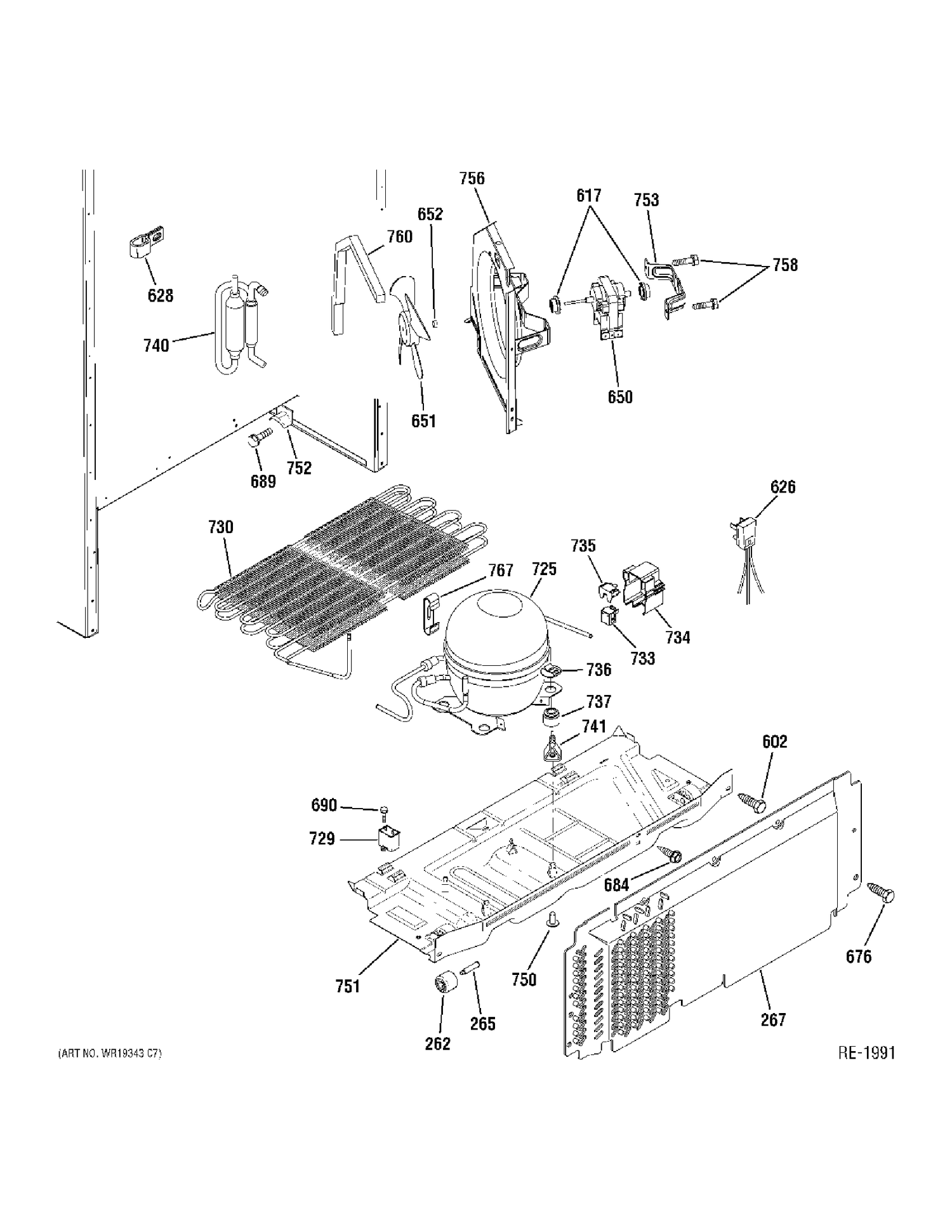 SYSTEM Diagram and Parts List for 38489KBSARSS  General Electric Refrigerator