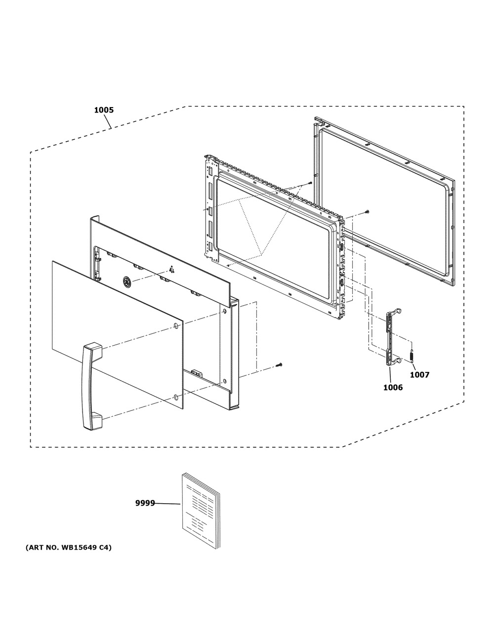 Door Parts Diagram and Parts List for PVM9179EK6ES  General Electric Microwave