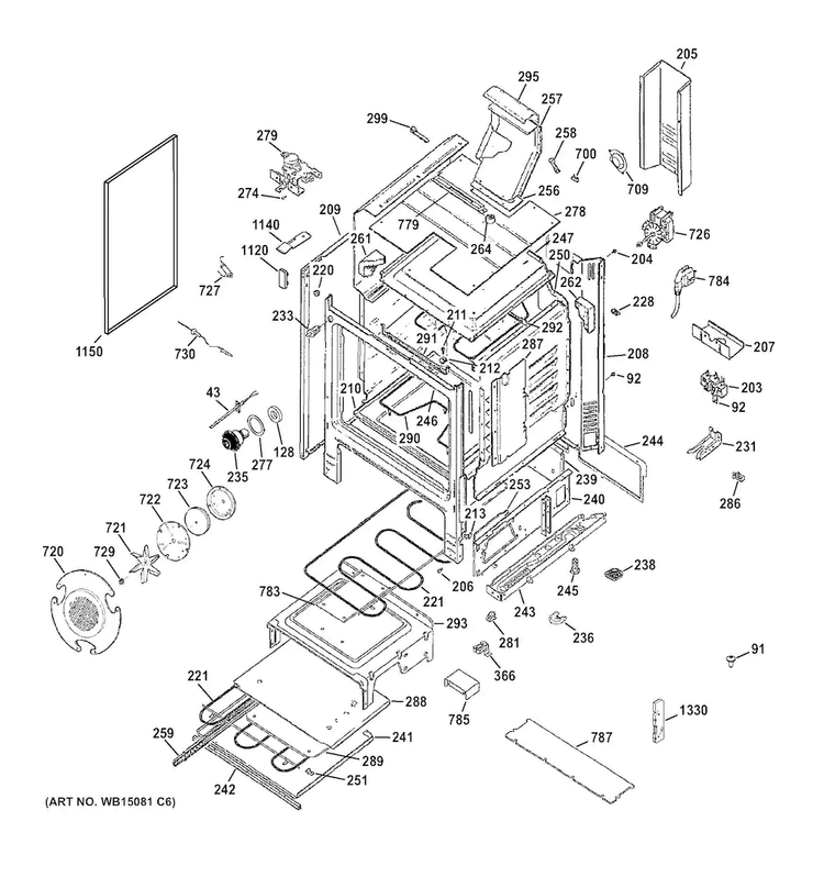 Body Parts Diagram and Parts List for C2S985SET6SS  General Electric Range