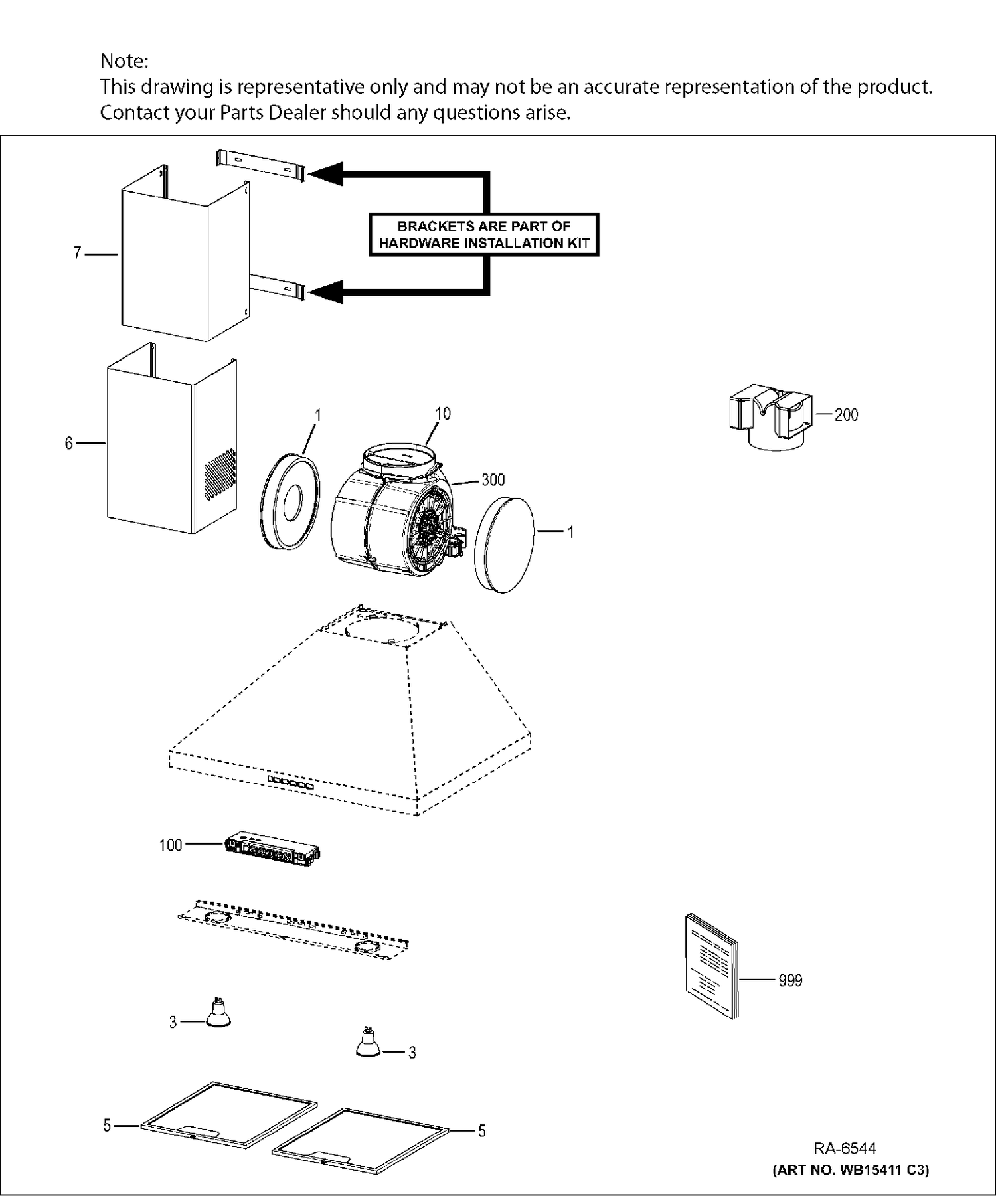RANGE HOOD Diagram and Parts List for JVW5301EJESC01  General Electric Range Hood