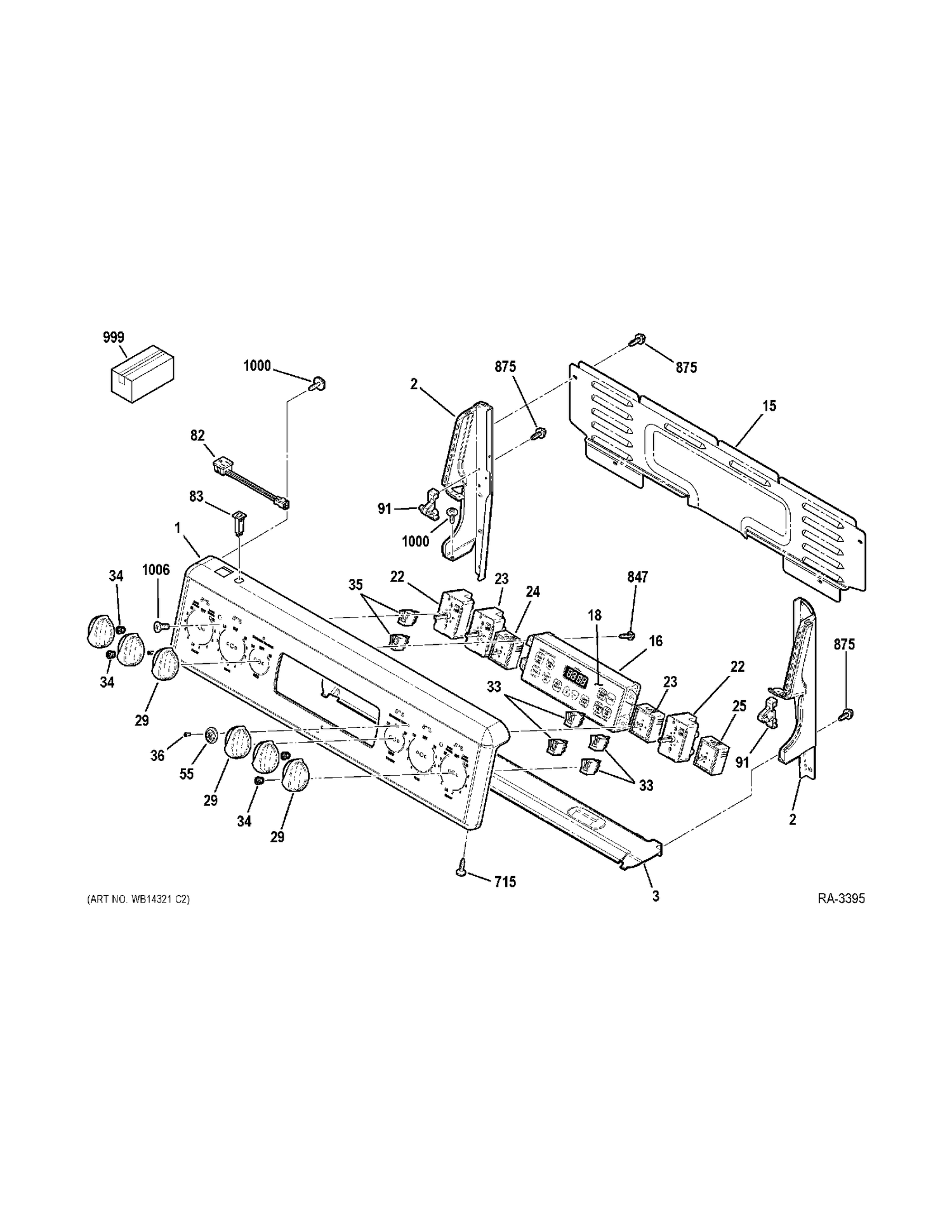 CONTROLS Diagram and Parts List for JCBP81DM3BB  General Electric Range