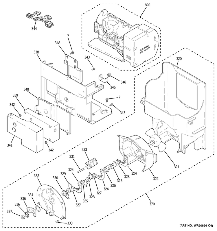 Ice Maker & Dispenser Diagram and Parts List for PGCS1RKZJSS  General Electric Refrigerator