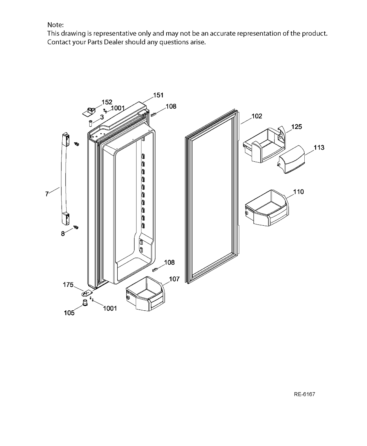 FF DOOR RIGHT Diagram and Parts List for PNR22LGEBFWW  General Electric Refrigerator