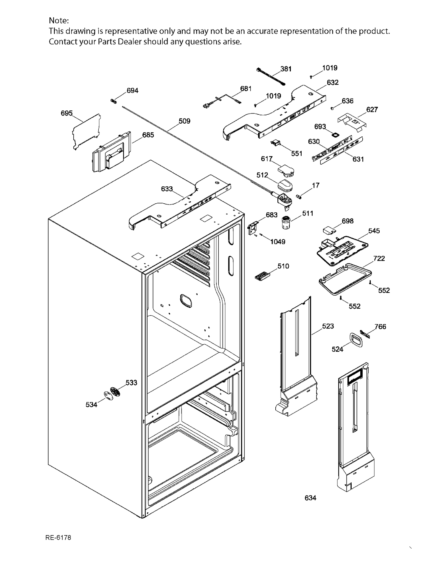 FF FUNCTIONAL PARTS Diagram and Parts List for PDE21KMKBKES  General Electric Refrigerator
