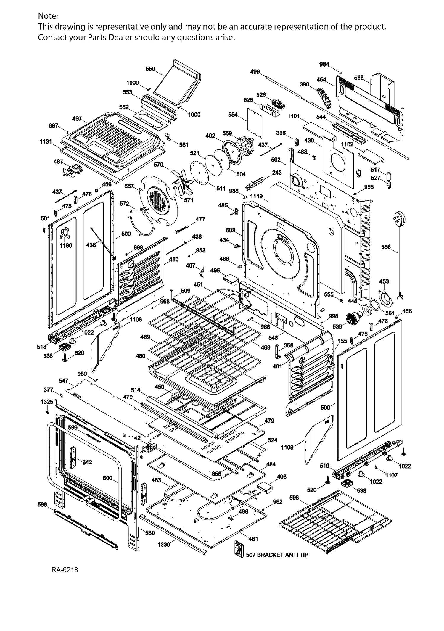 BODY PARTS Diagram and Parts List for PC2S920EEJ1ES  General Electric Range