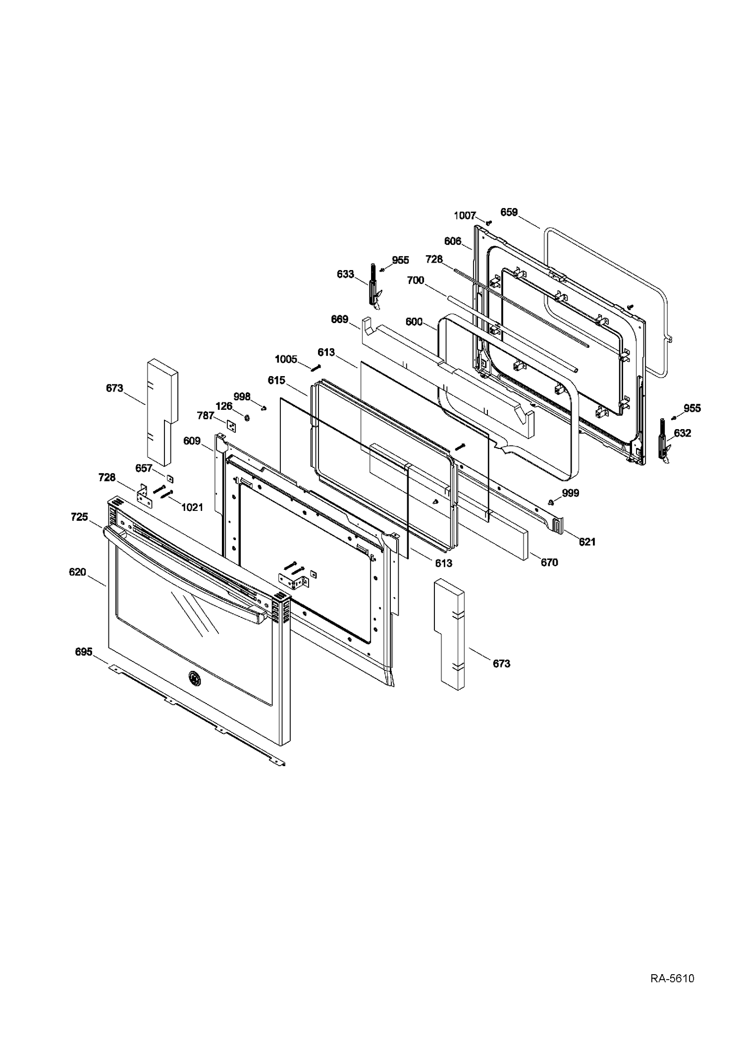 DOOR Diagram and Parts List for PCS940DF1WW  General Electric Range
