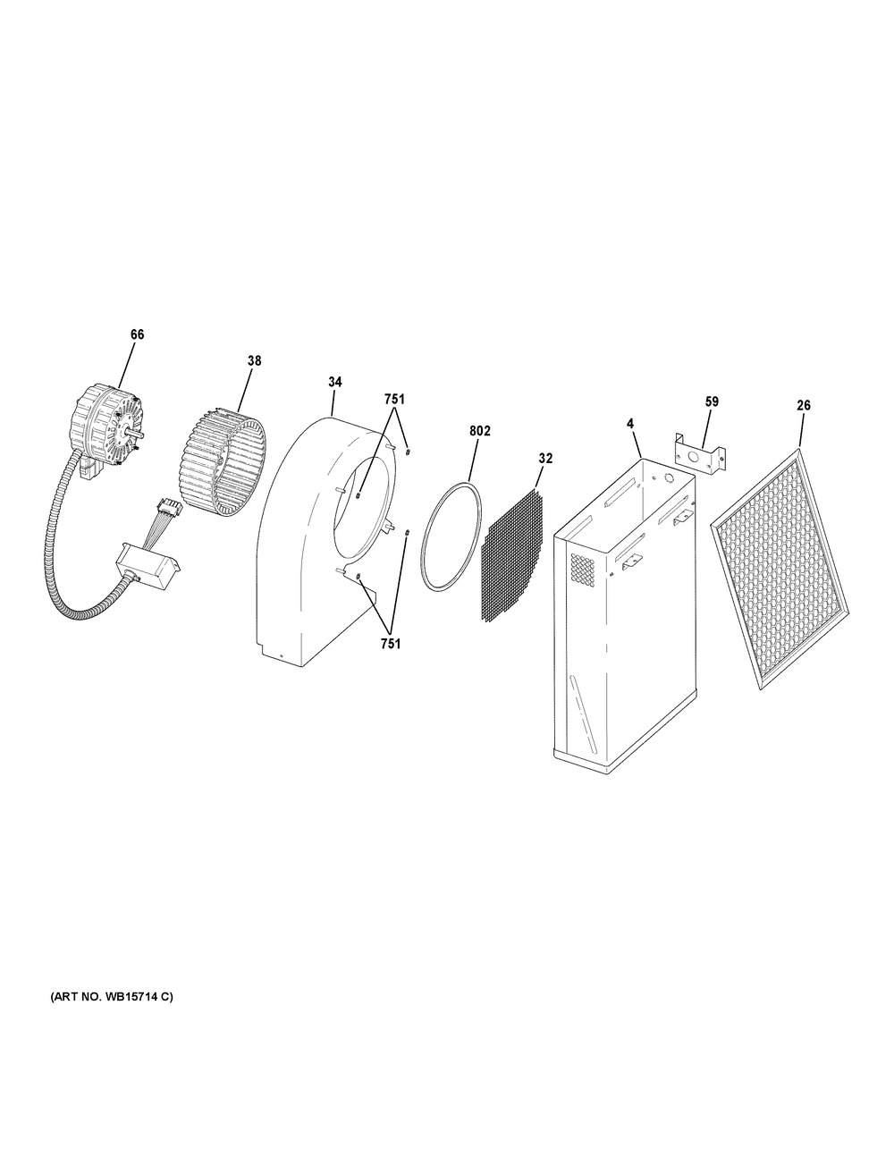 Blower And Motor Diagram and Parts List for PGP9830SR1SS  General Electric Cooktop