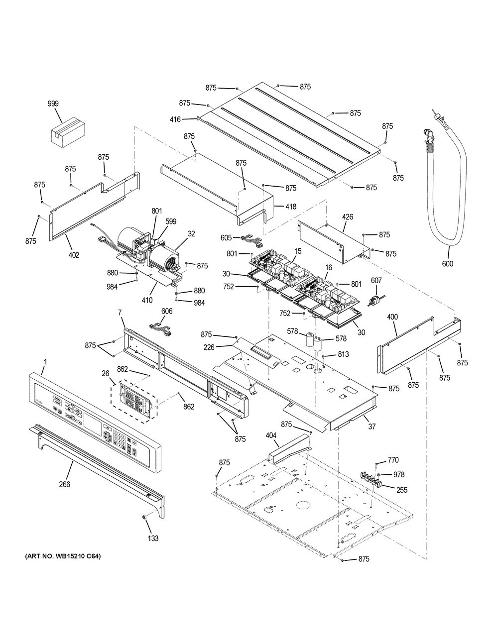 Control Panel Diagram and Parts List for PT7550FM2DS  General Electric Wall Oven