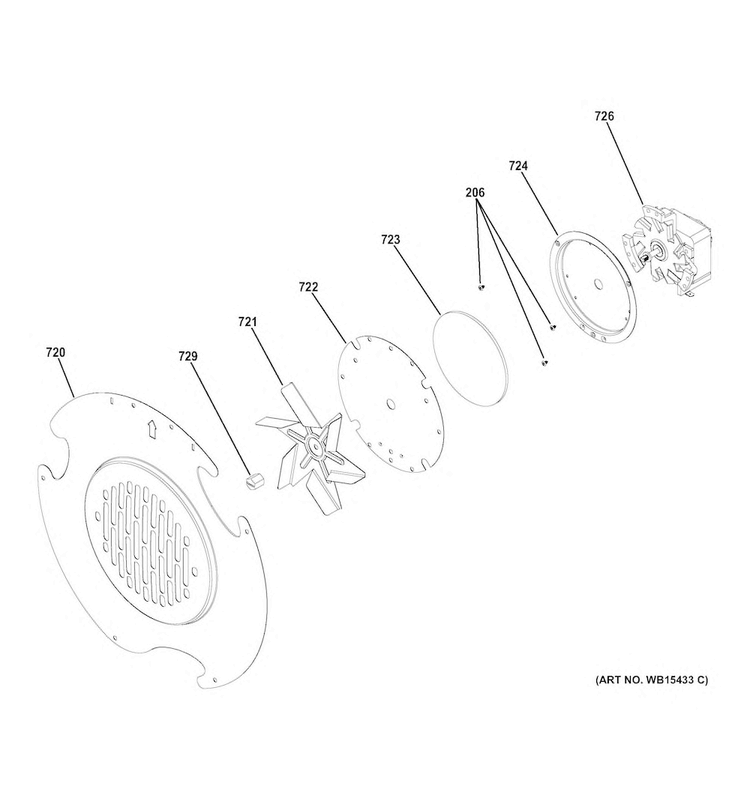 Convection Fan Diagram and Parts List for JGB860DEJ1WW  General Electric Range