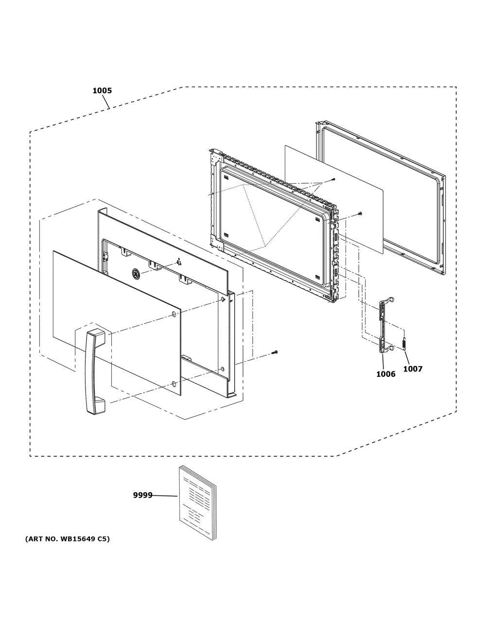 Door Parts Diagram and Parts List for JVM7195FL6DS  General Electric Microwave