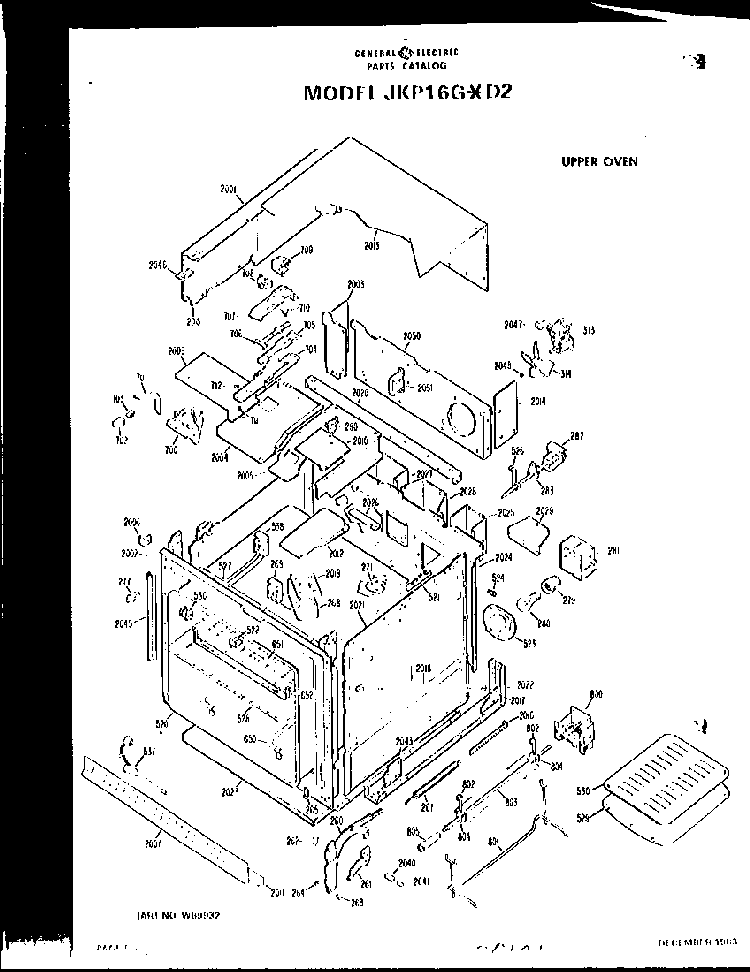 Upper Oven Diagram and Parts List for JKP16G*D2  General Electric Wall Oven