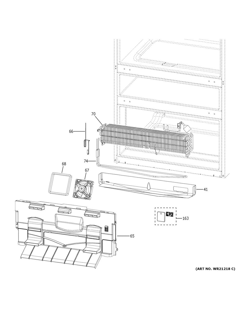 Freezer Section Diagram and Parts List for CVE28DM5NBS5  General Electric Refrigerator