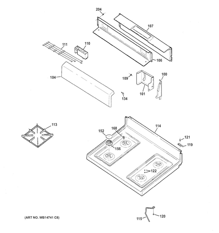 Control Panel & Cooktop Diagram and Parts List for RGB526DET3WW  Hotpoint Range