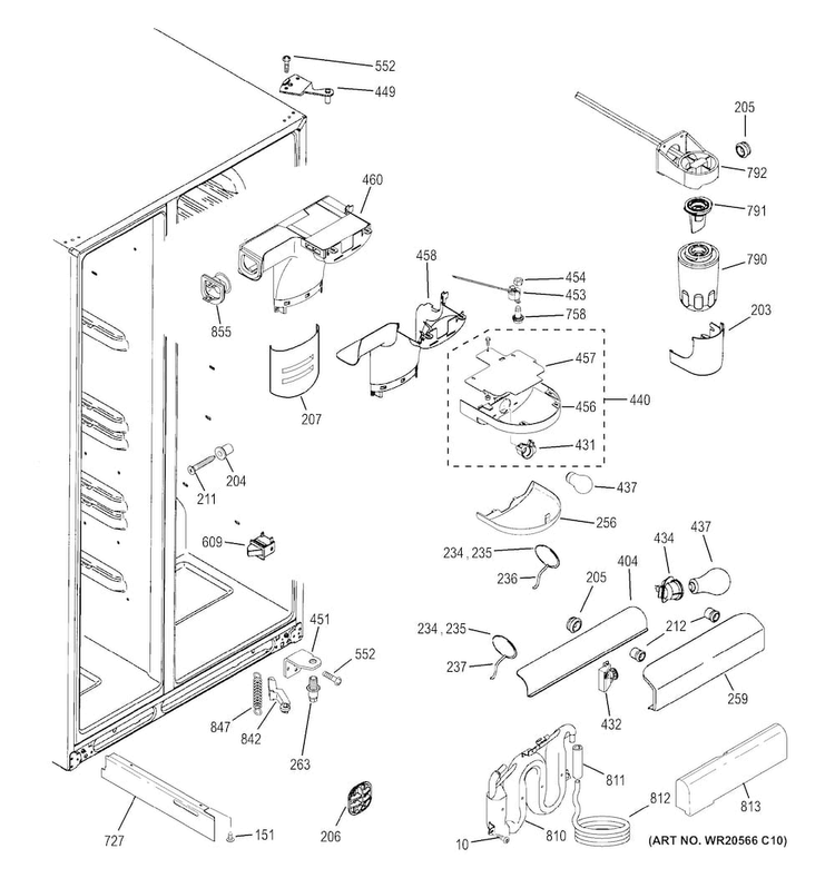 Fresh Food Section Diagram and Parts List for GSE25HGHEHBB  General Electric Refrigerator