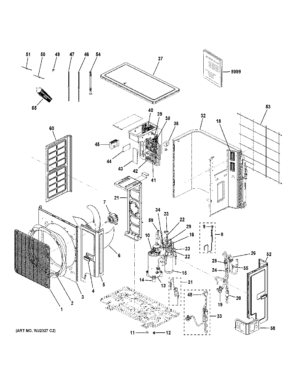 Commercial Air Conditioner Diagram and Parts List for AUH2436ZGDA2  General Electric Air Conditioner