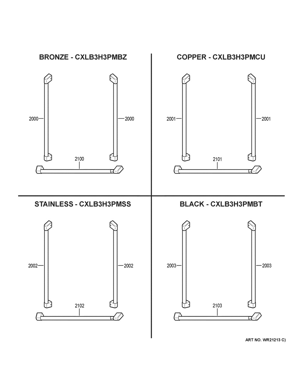 Cafe Customization Diagram and Parts List for CYE22UP3MBD1  General Electric Refrigerator