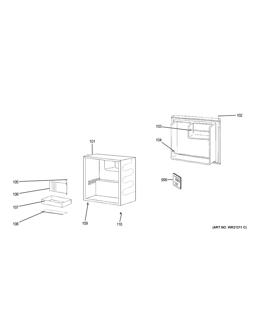 Refrigerator Diagram and Parts List for QHE02GGMABB  General Electric Refrigerator