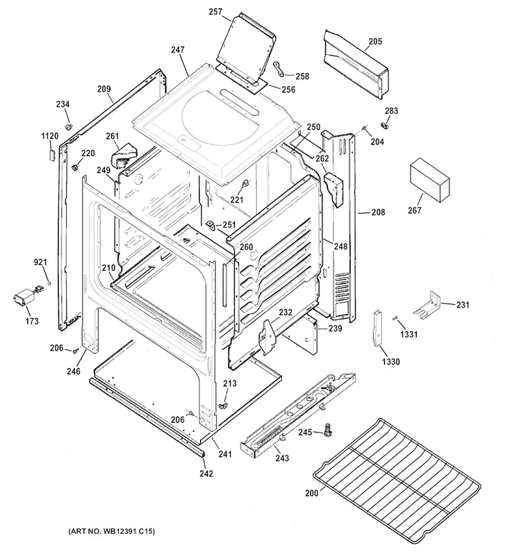 Body Parts Diagram and Parts List for RGB518PCH1CT  Hotpoint Range