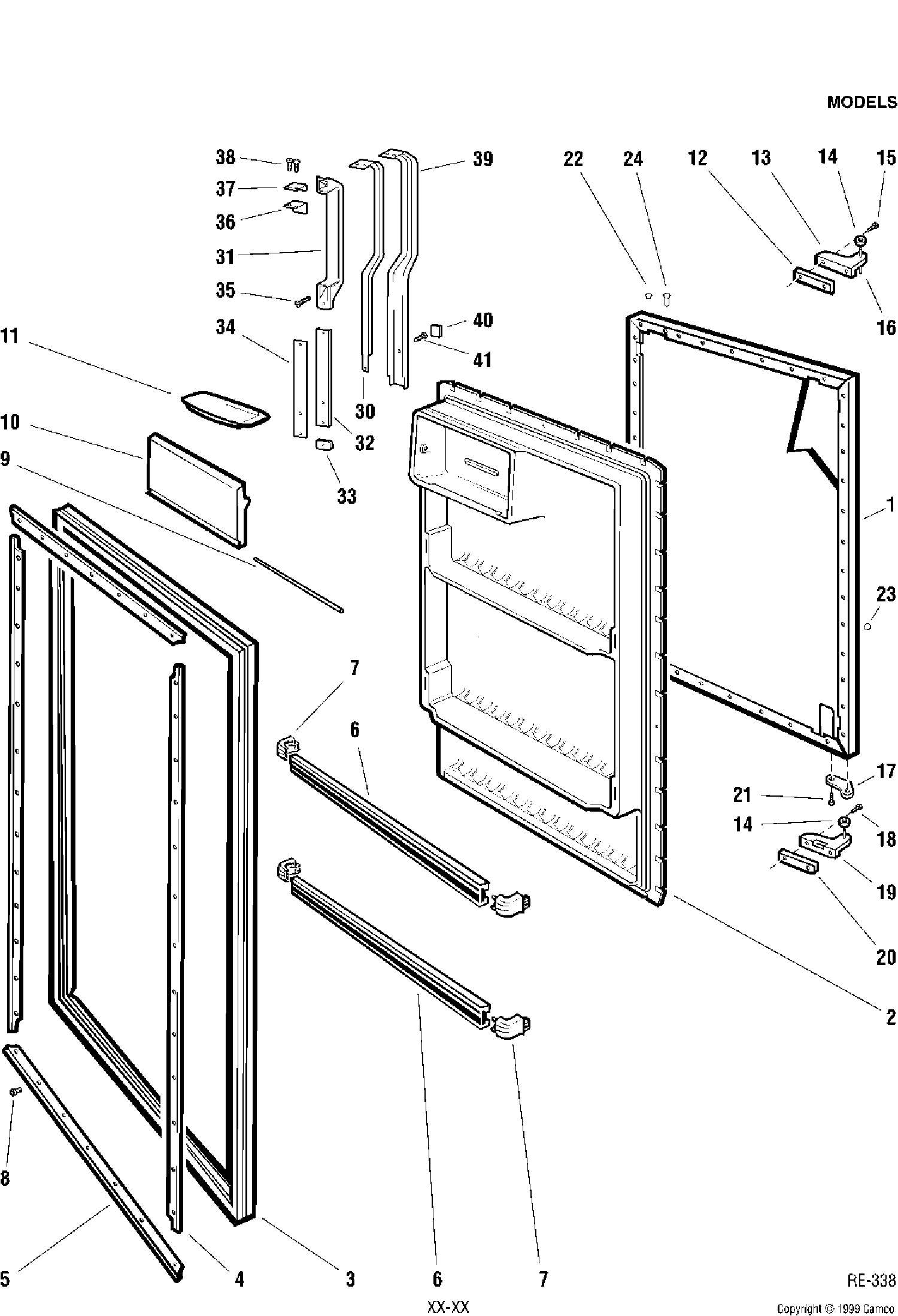 REFRIGERATOR DOOR Diagram and Parts List for YRFW1817W-V1  General Electric Refrigerator