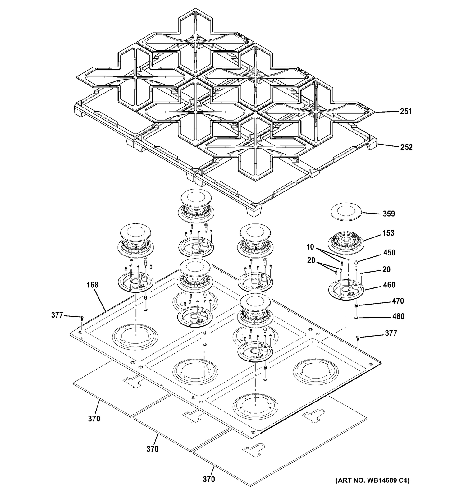 COOKTOP Diagram and Parts List for ZDP366NP1GS  General Electric Range
