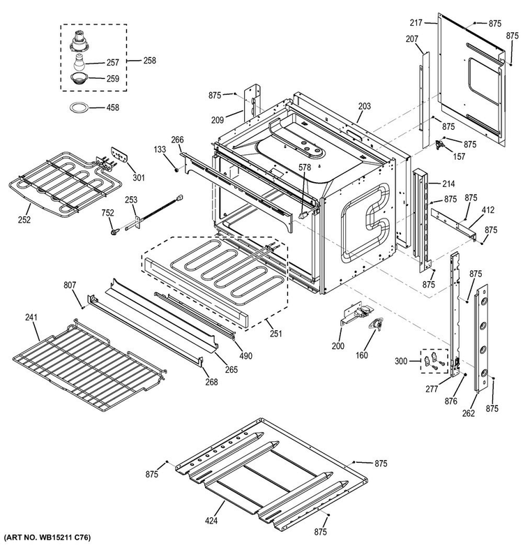 Body Parts Diagram and Parts List for JT1000SF4SS  General Electric Wall Oven